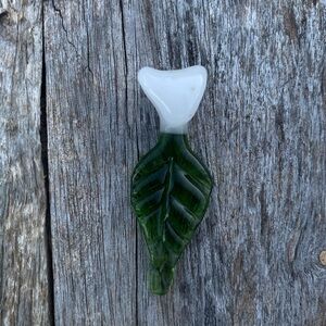 Artistic Green and White Leaf Glass Pendant
